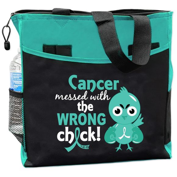 Cancer Messed With The Wrong Chick Dakota 5-Pocket Tote Bag Ovarian :') - Picture 1 of 10